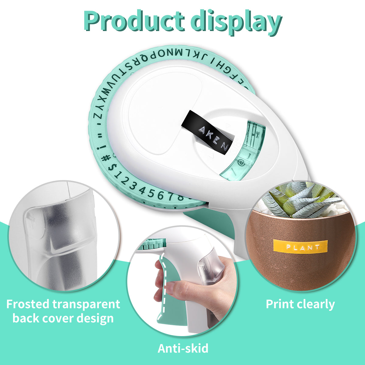 Aken Embossing Label Maker, Omega S Handheld Embossed Label Maker with 10 Embossing Label Tapes, Vintage Labeler Retro Label Maker Old School Label Printer for Home Office School DIY, Green