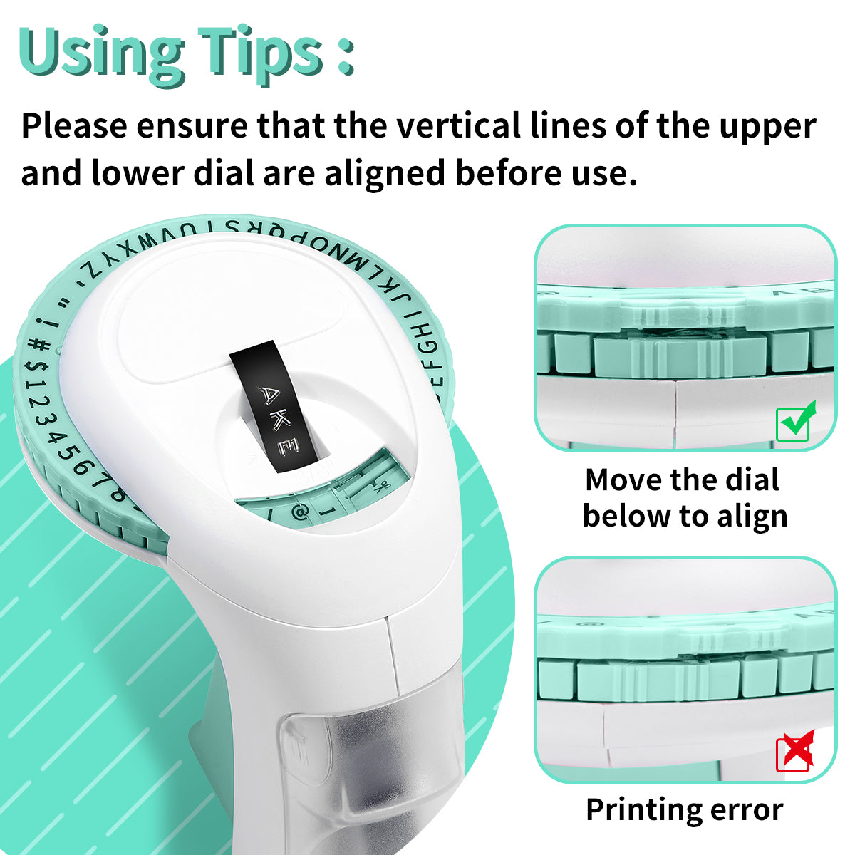 Aken Embossing Label Maker, Omega S Handheld Embossed Label Maker with 10 Embossing Label Tapes, Vintage Labeler Retro Label Maker Old School Label Printer for Home Office School DIY, Green