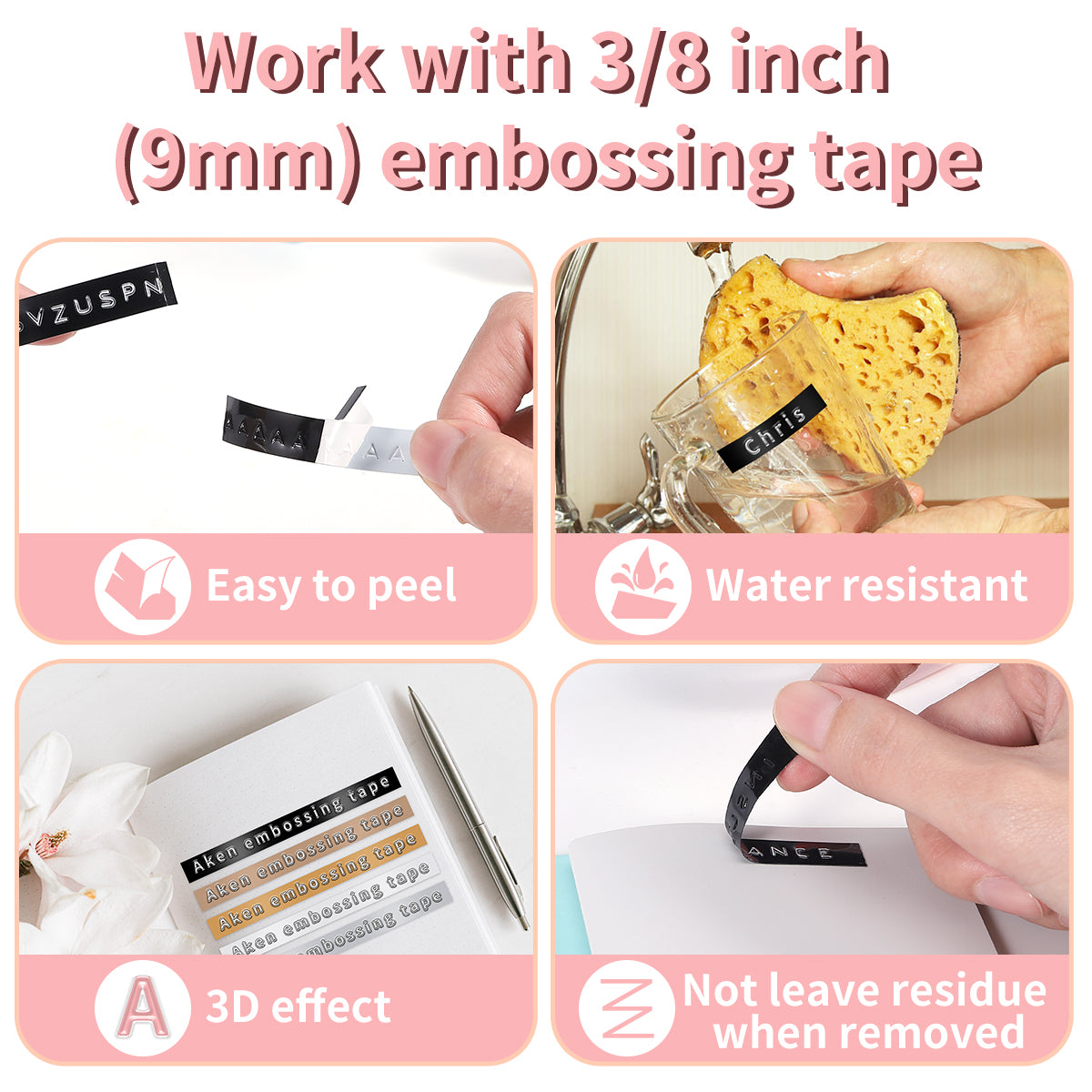 Aken Embossing Label Maker, Omega S Embossed Label Maker with 10 Embossing Label Tapes, Vintage Label Maker Embosser Retro Labeler Old School Label Printer for Home Office School DIY