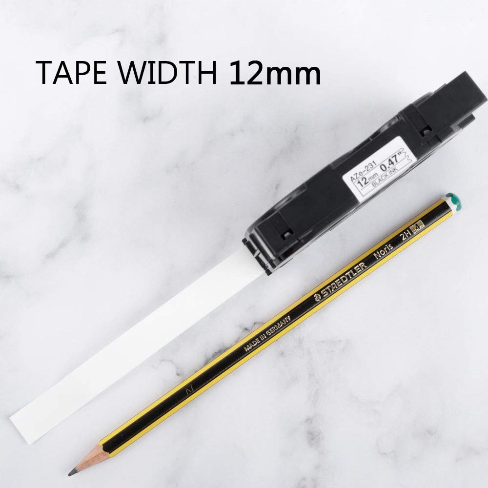 Aken kompatibel Brother P-touch Bänder TZe-231 TZe231 TZ231 Band 12mm 0.47, für Brother Ptouch Schriftband für Beschriftungsgerät Ptouch 1010 H105 1000 1005 1280 D400 D600 Cube, schwarz auf weiß x 5