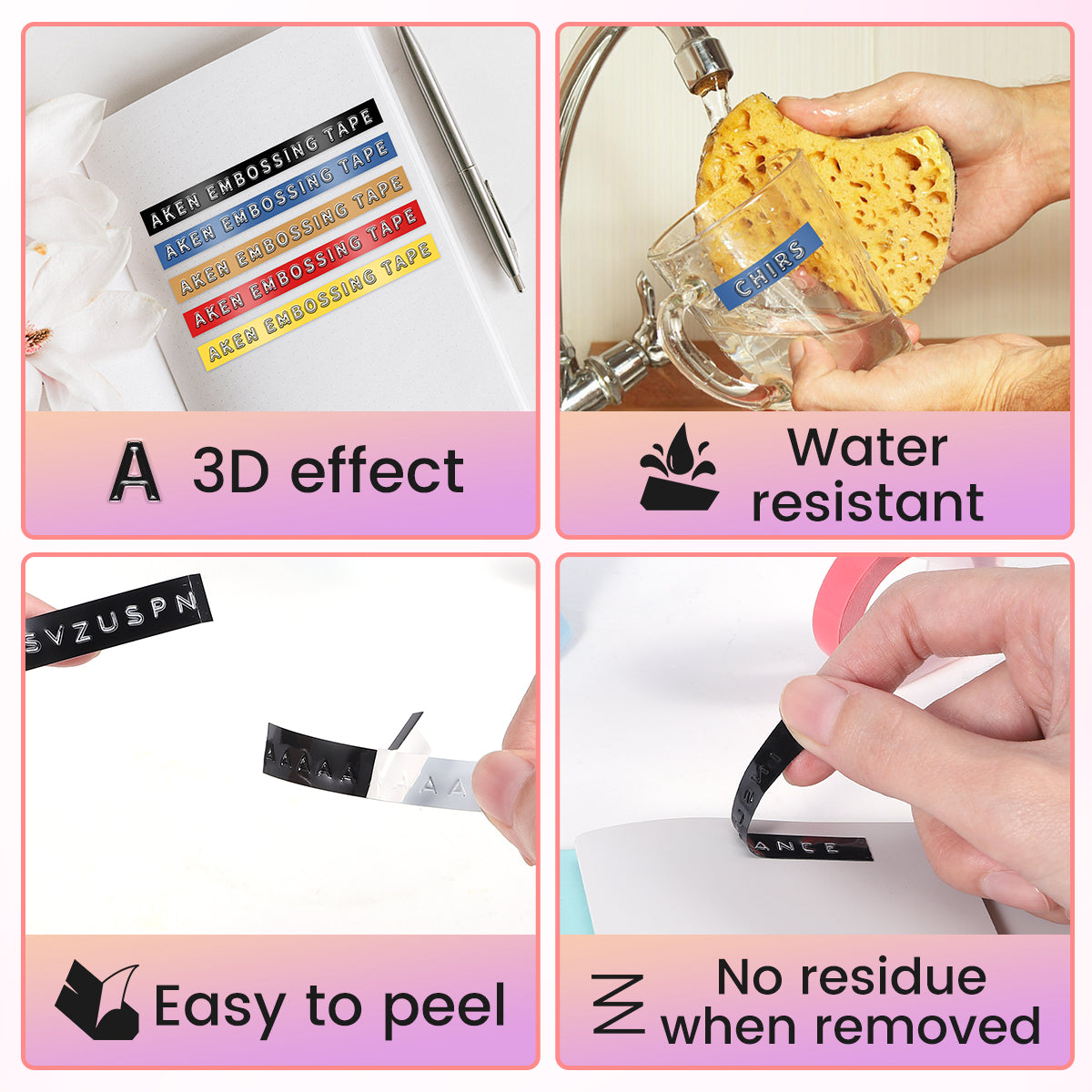 Aken Embossed Label Maker, OmegaS Label Maker Embossed 3D Retro Embosser Handheld Label Printer, Portable Lettering Vintage Labeler with 5 Black Embossing Label for Office Home DIY Organization