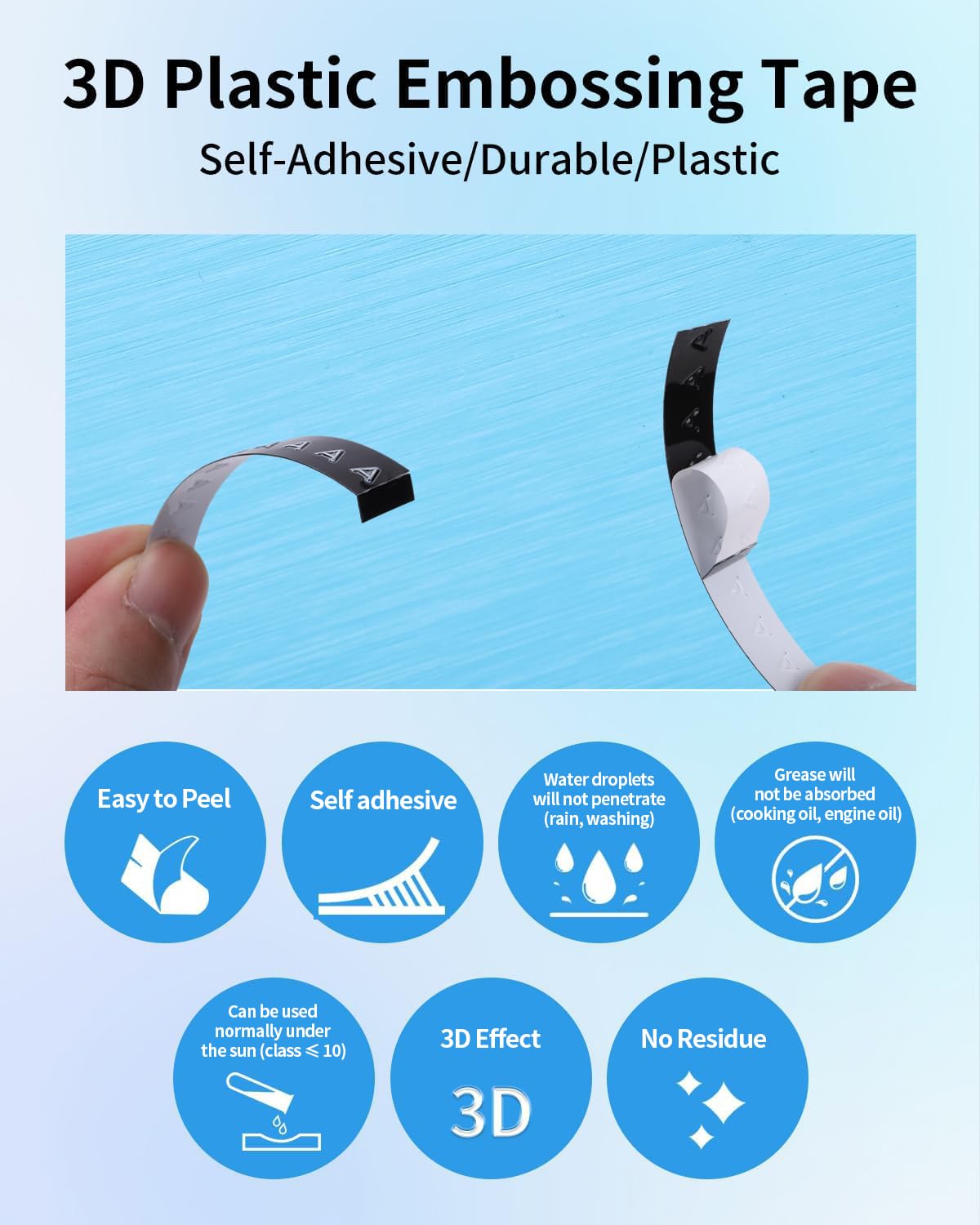 Aken Nastro per Etichette Omega 3D di Ricambio per Dymo S0898130 9mm Bianco su Nero Autoadesivo Compatibile con Dymo Omega Junior Organizer Express Label Maker