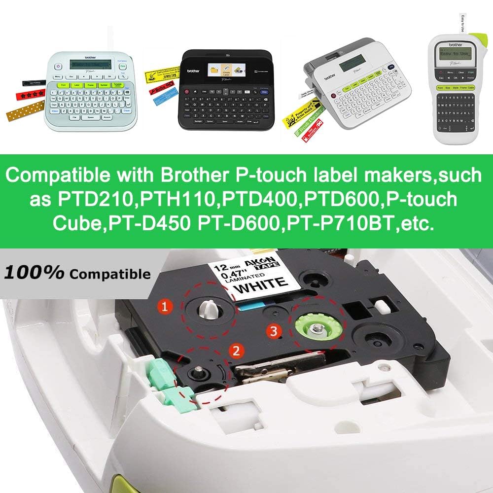10-Pack Ptouch TZe-231 Compatible Brother Label Maker Tape 12mm 0.47 Inch Laminated White TZe Tape TZ231, for Brother P-Touch PT-D210 PT-D400 PT-H110 PT-D600 Label Maker, 12mm x 8m(0.47inch x 26.2ft)
