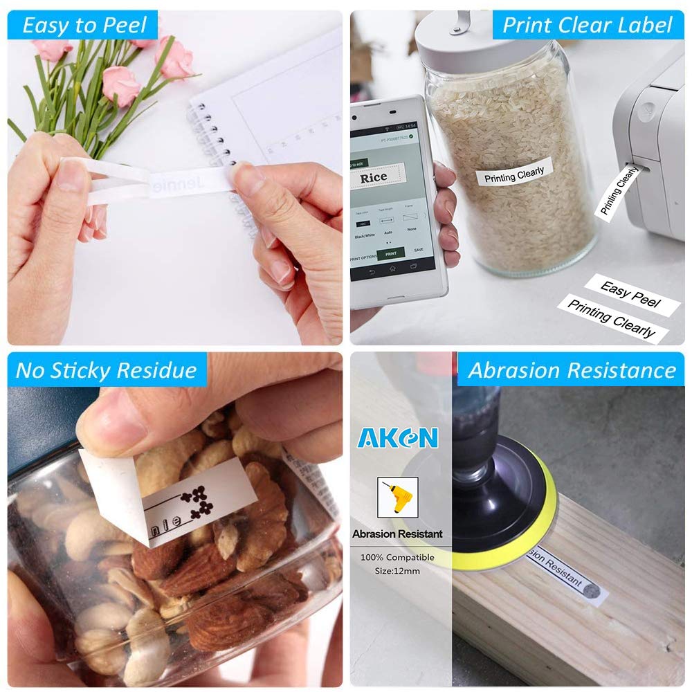 10-Pack Ptouch TZe-231 Compatible Brother Label Maker Tape 12mm 0.47 Inch Laminated White TZe Tape TZ231, for Brother P-Touch PT-D210 PT-D400 PT-H110 PT-D600 Label Maker, 12mm x 8m(0.47inch x 26.2ft)