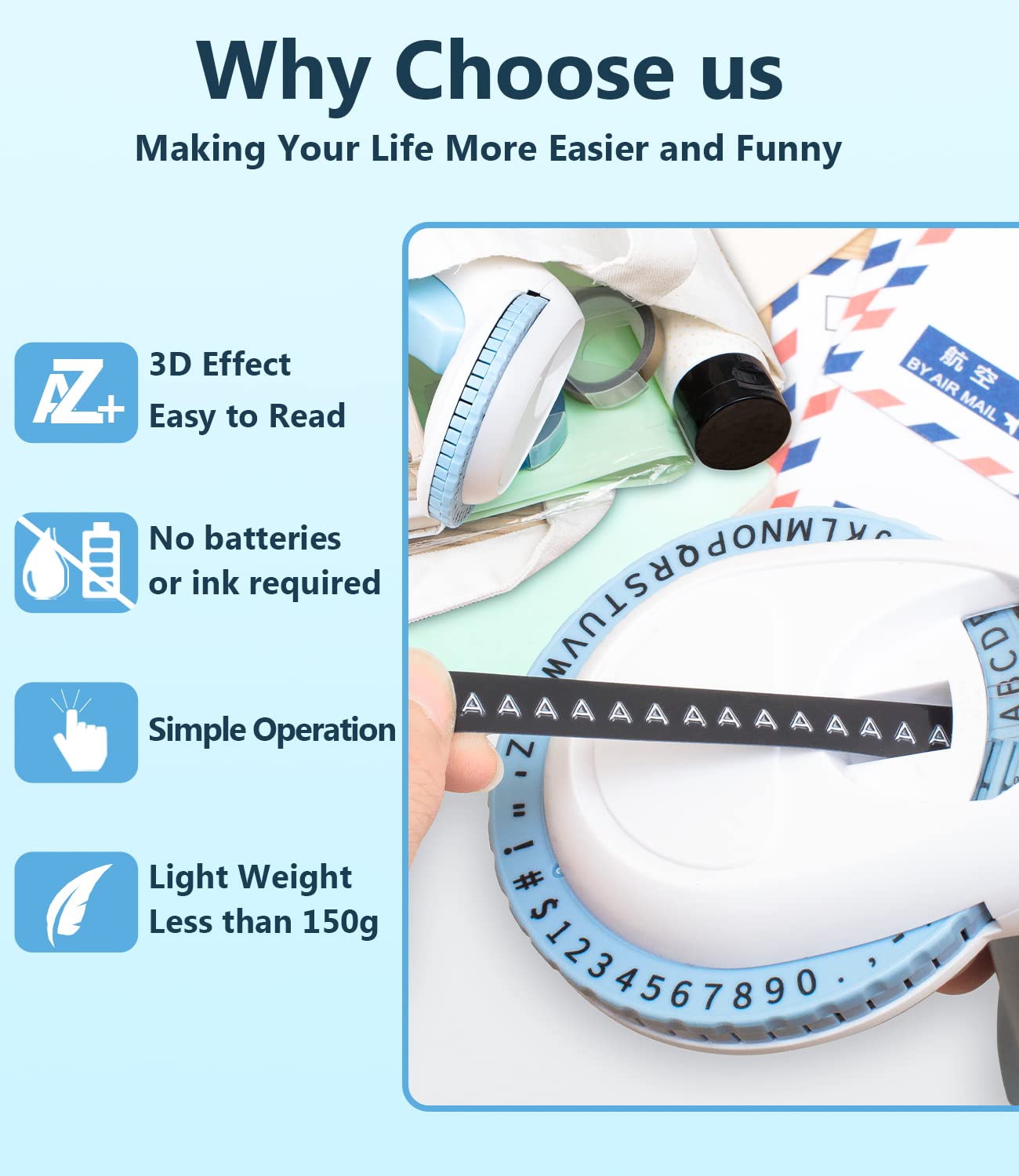 Aken Omega S Embossing Label Maker Machine with Tapes, 3D Vintage Embosser Handheld Label Printer,Portable Lettering Embossed Labeler with 6 Colors Embossing Tape for Office Home DIY Organization