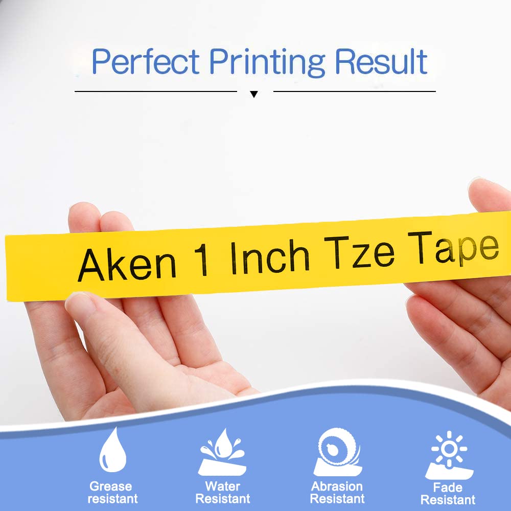 Aken TZ-651 Nastro Compatibile con Brother P touch 24 mm TZe-651 TZe651 Nero su Giallo per P touch Cube P710BTZG1, D600VP P700, P750W, 2430, confezione da 3 pezzi