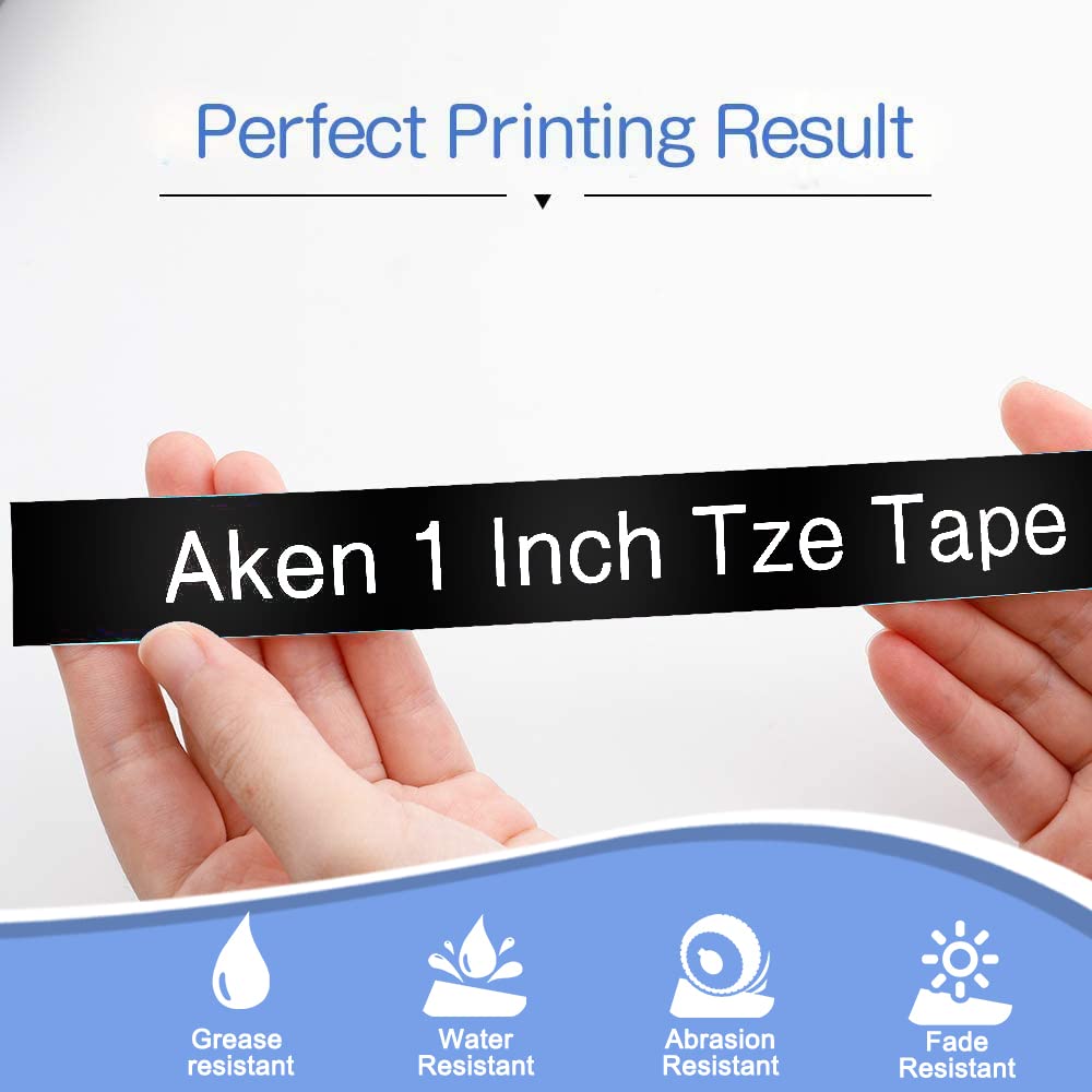 Aken TZ-355 Bianco su Nero Compatibile con Brother P touch 24mm TZe-355 TZe355 TZ-355 per Brother P touch Cube P710BTZG1 D600VP P700 P750W 2430, confezione da 3