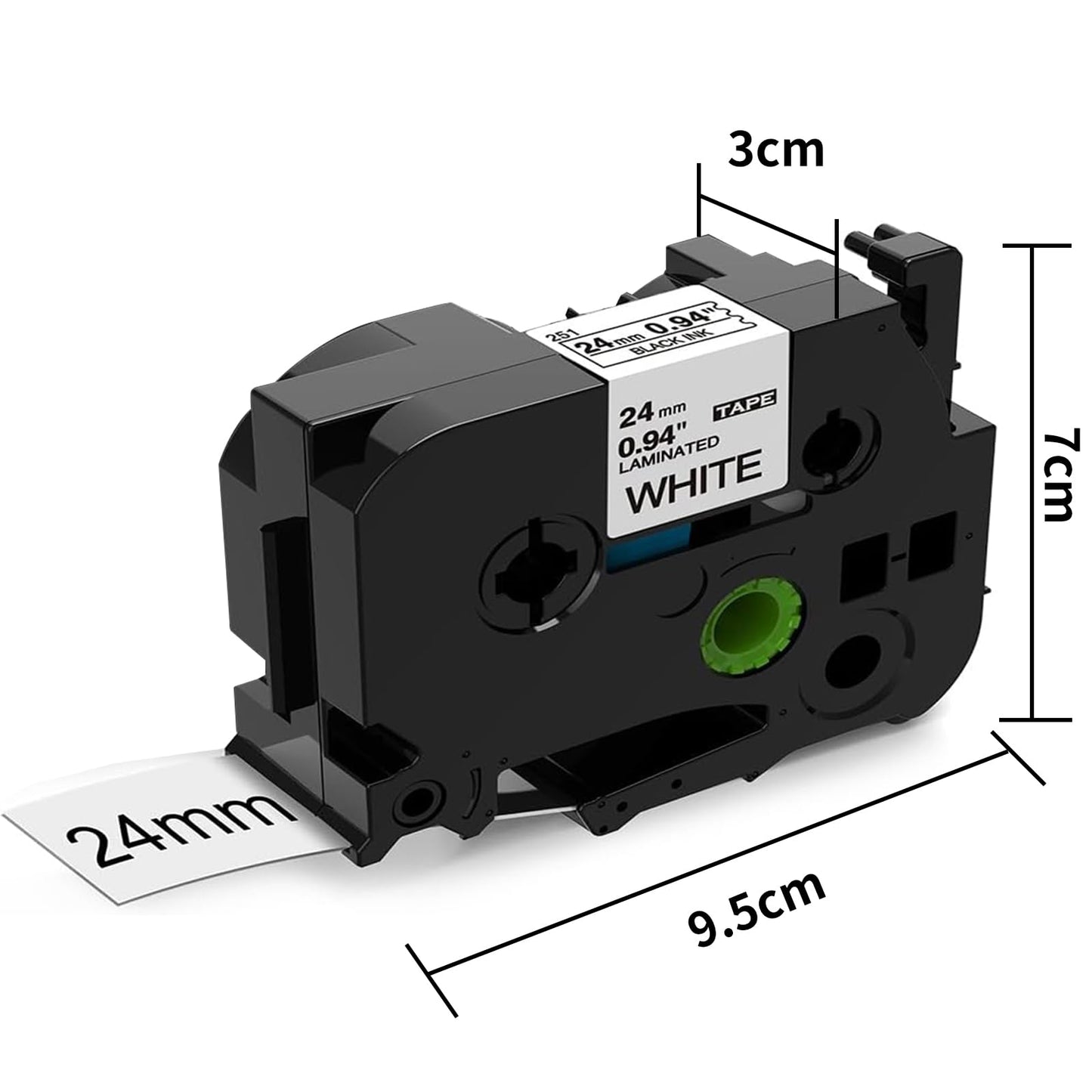 Aken TZ-251 24mm Nastro Etichette Compatibile con Brother TZe 24mm TZe-251 TZe251 Nero su Bianco Casette per Brother P touch Cube P700 2430 D600 9700PC P750W P900, 3Pz