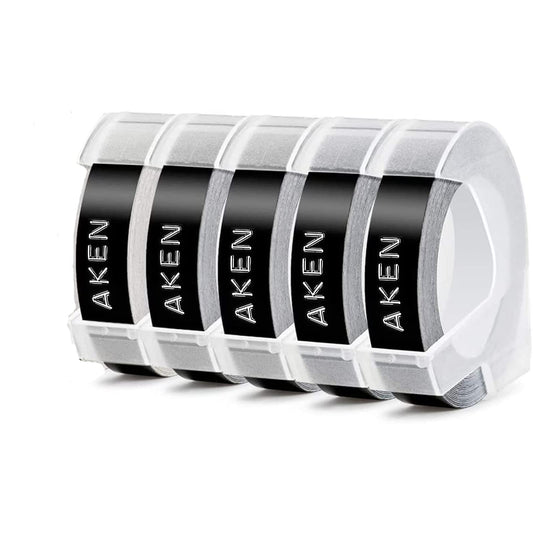 Aken Nastro per Etichette Omega 3D di Ricambio per Dymo S0898130 9mm Bianco su Nero Autoadesivo Compatibile con Dymo Omega Junior Organizer Express Label Maker