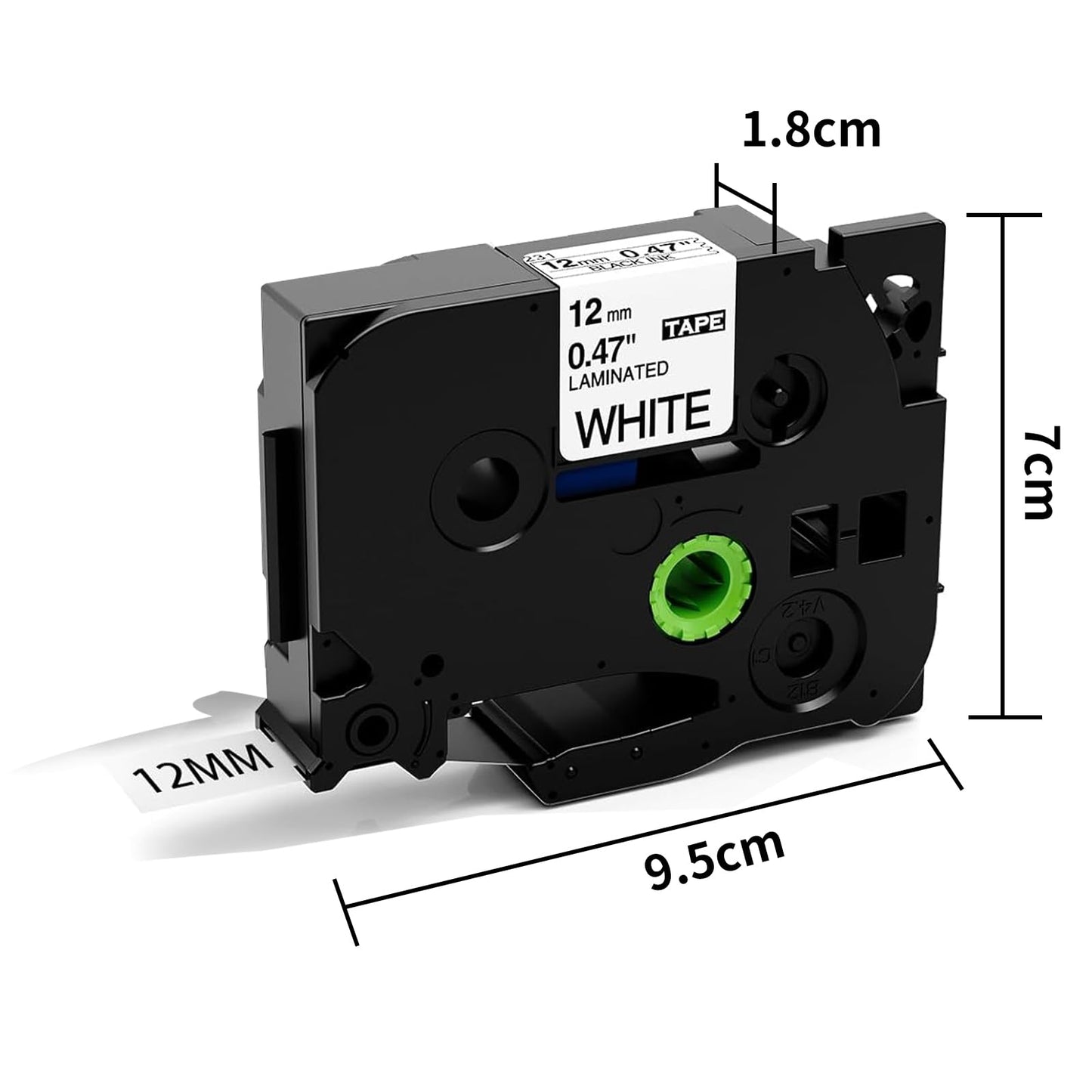 8 x Cintas Compatible con Brother TZe-231 TZe231 TZ231 TZ231 12 mm 0.47 P-touch para Impresora de Etiquetado Ptouch 1010 H105 1000 1005 1280 D400 D600 Cube Negro sobre Blanco