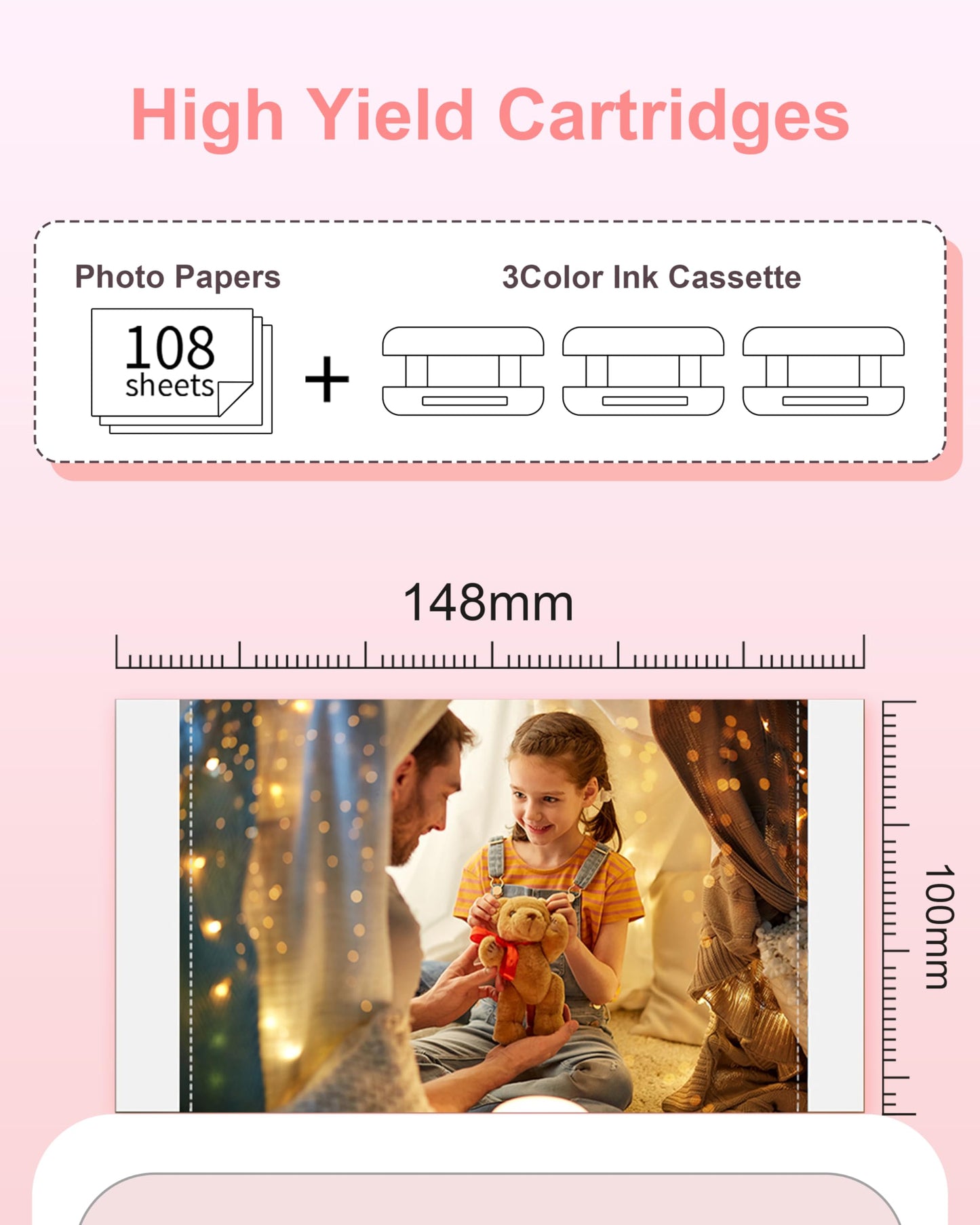 Rechange Canon Selphy CP1300 Papier Photo et Cartouche, pour Canon Selphy CP1500 CP1200 CP1000 CP910, Compatible KP-108IN 3115B001(AA), 3 Cartouche Imprimante et 108 Feuilles Papier (100x148mm)