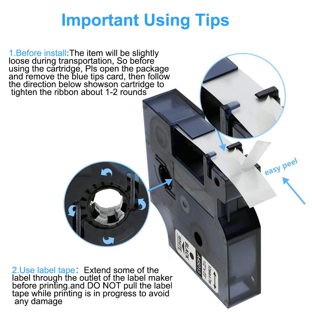 Compatible DYMO Label Maker Refills 45013 S0720530 Dymo D1 Label Tape Cassette for DYMO LabelManager 160 360D 280 420P 450 Duo D1 Label Maker, Black on White, 1/2 Inch x 23 Feet, 5-Pack