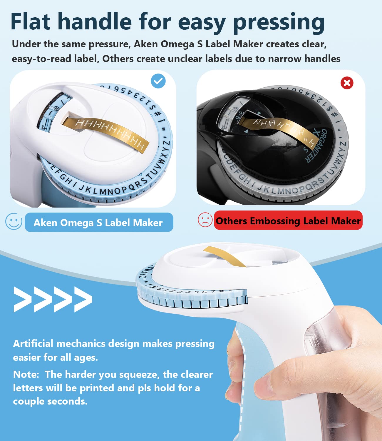Aken Omega S Embossing Label Maker Machine with Tapes, 3D Vintage Embosser Handheld Label Printer,Portable Lettering Embossed Labeler with 6 Colors Embossing Tape for Office Home DIY Organization